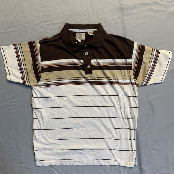 Vintage Y2k Point Zero Men's Collared Shirt Medium Beige Retro Button Up - Picture 1 of 5